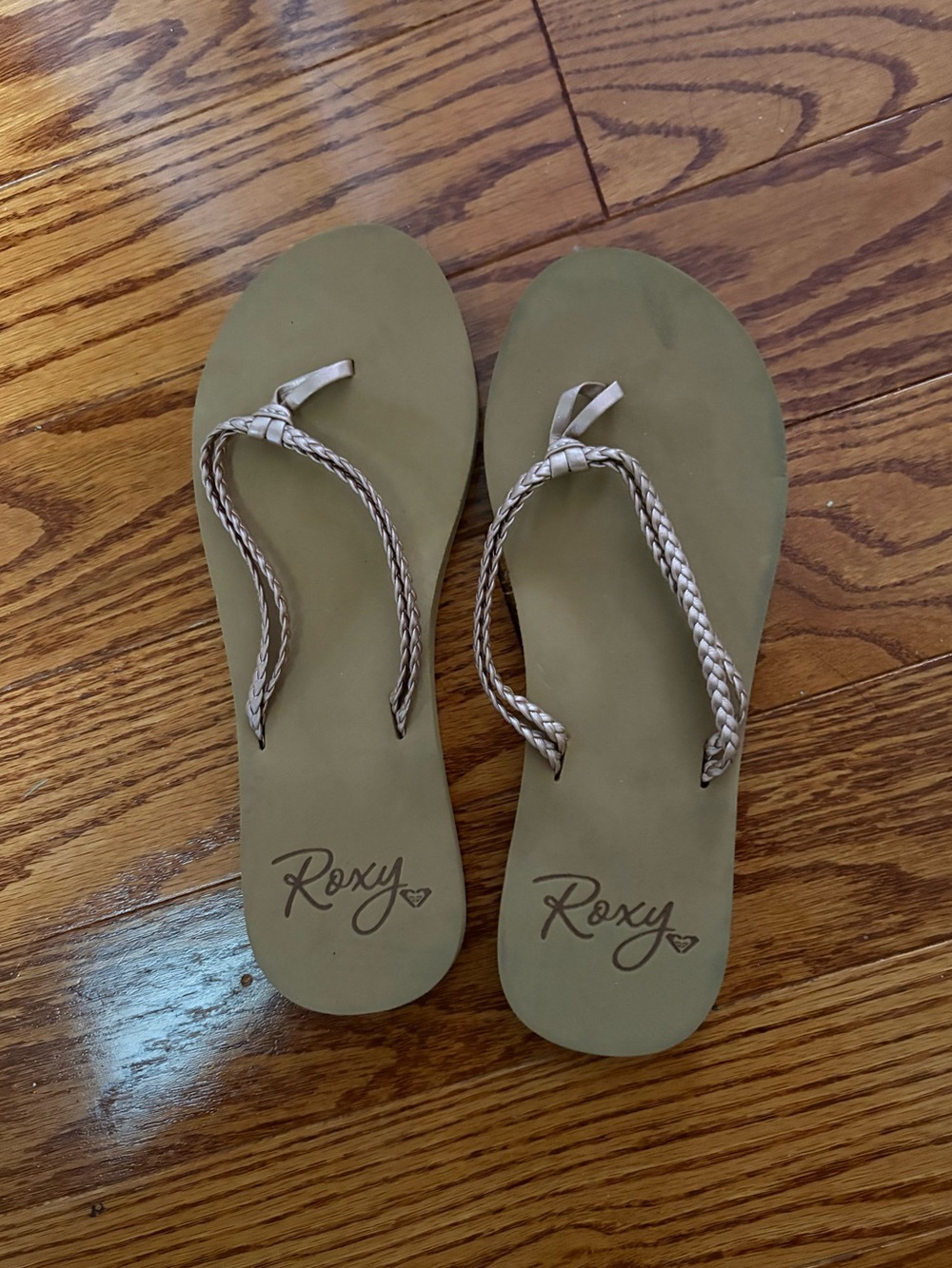 Roxy Rose Gold Braided Strap Sandals